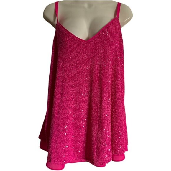 Torrid Tops - Hot Pink Torrid Sophie Sequin Swing Cami Size‎ 0 Babydoll Y2K